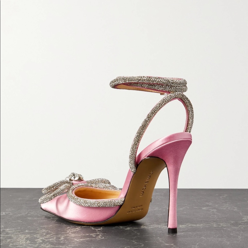 MACH & MACH
Double Bow crystal-embellished silk-satin point-toe pumps - Picture 2 of 13